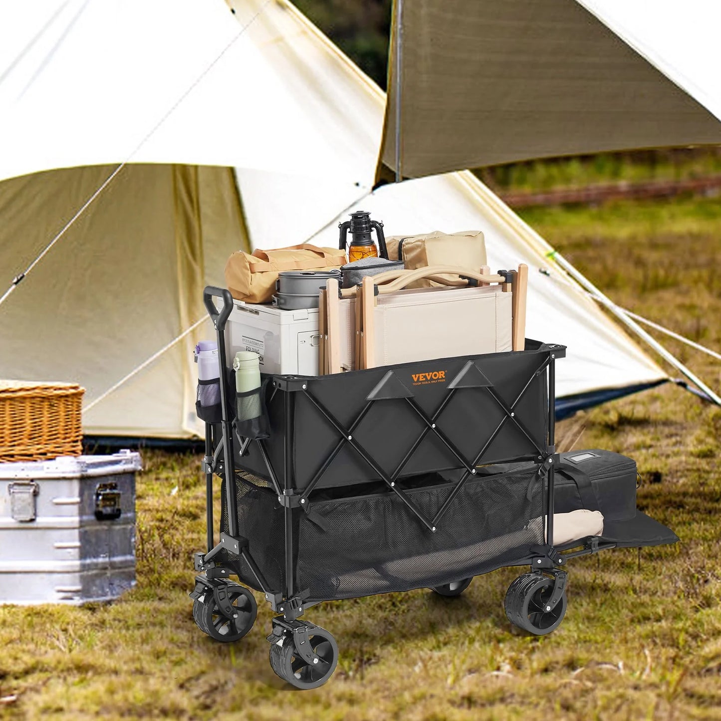 VEVOR All-Terrain Heavy-Duty Folding Wagon – 400L Collapsible Cart with 450 lbs Capacity
