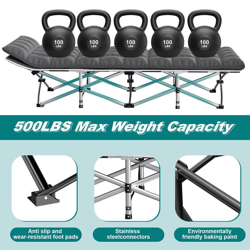 CampRest Deluxe Folding Cot with Mattress – 900Lbs Capacity, Portable Sleeping Bed for Adults, Kids & Teens, Ideal for Camping, Travel, and Outdoor Use.