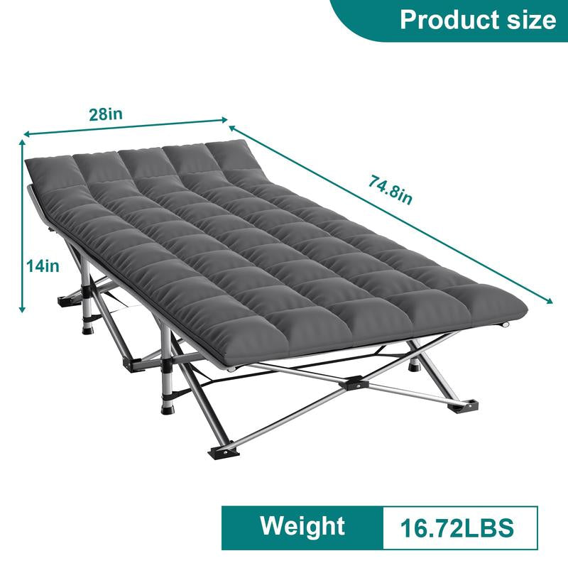 CampRest Deluxe Folding Cot with Mattress – 900Lbs Capacity, Portable Sleeping Bed for Adults, Kids & Teens, Ideal for Camping, Travel, and Outdoor Use.