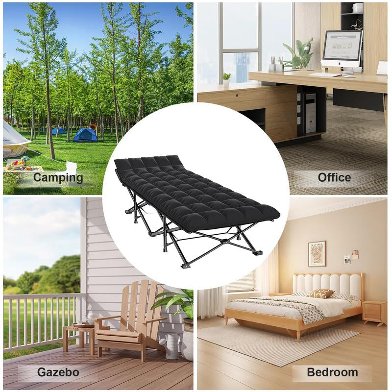 CampRest Deluxe Folding Cot with Mattress – 900Lbs Capacity, Portable Sleeping Bed for Adults, Kids & Teens, Ideal for Camping, Travel, and Outdoor Use.