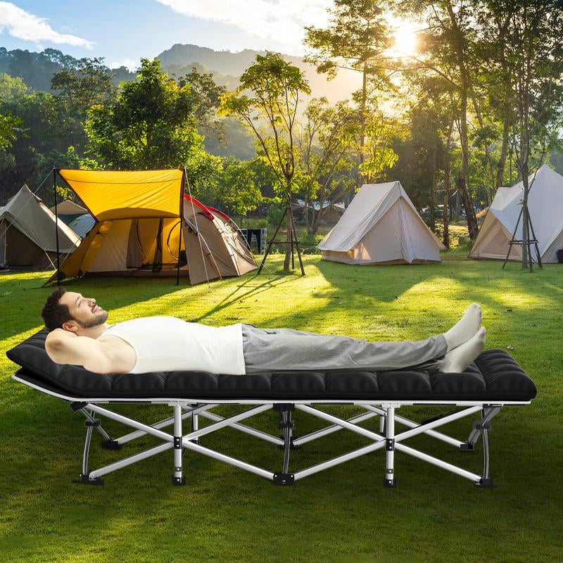 CampRest Deluxe Folding Cot with Mattress – 900Lbs Capacity, Portable Sleeping Bed for Adults, Kids & Teens, Ideal for Camping, Travel, and Outdoor Use.