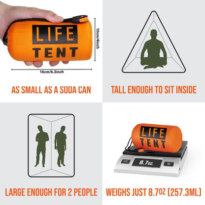 AdventureShield Portable Waterproof Tent – Rainproof Folding Tent with Whistle & Paracord for Solo Camping and Hiking!