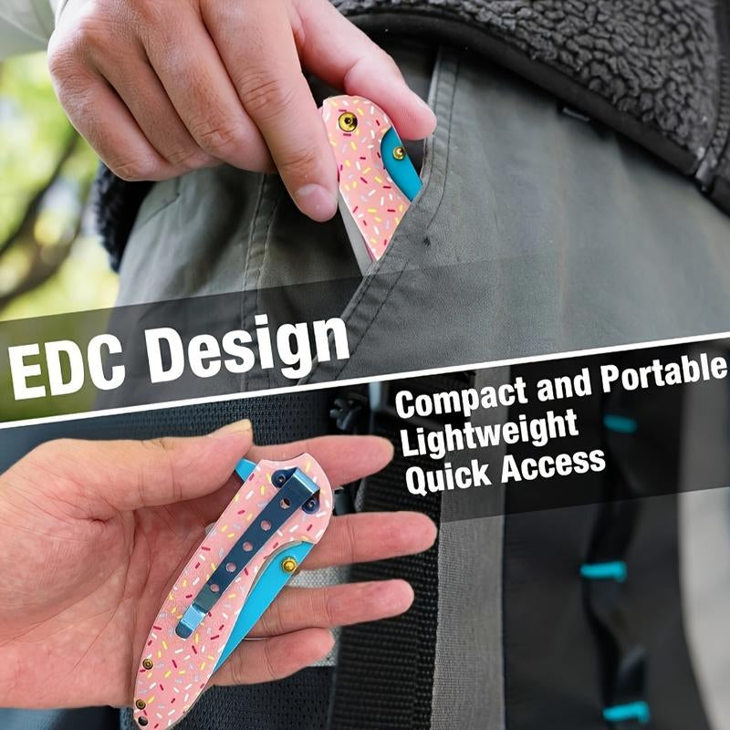 BlushBlade Mini – D2 Steel Folding Pocket Knife with Pink Confetti G10 Handle, EDC Knife for Camping & Survival