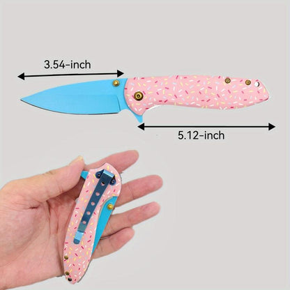 BlushBlade Mini – D2 Steel Folding Pocket Knife with Pink Confetti G10 Handle, EDC Knife for Camping & Survival